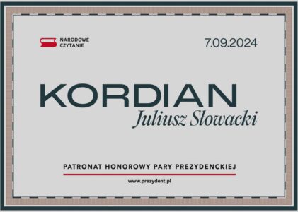 Lettura Nazionale 2024 (Narodowe Czytanie). Quest’anno leggeremo insieme “Kordian” di Juliusz Słowacki
