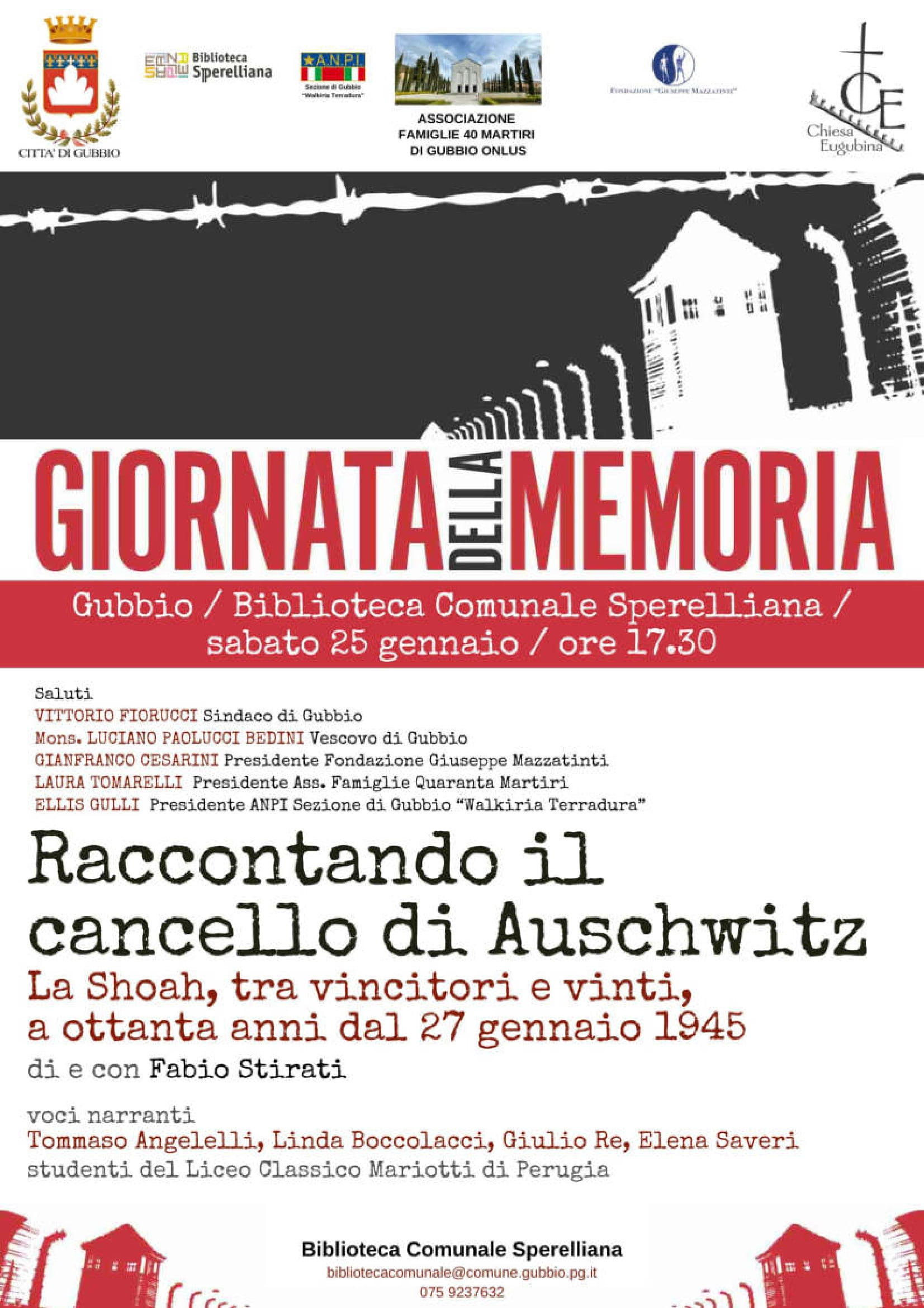 Gubbio: Il programma della Giornata della Memoria